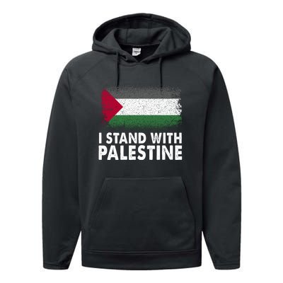 Free Palestine Gaza Palestinian Flag Performance Fleece Hoodie