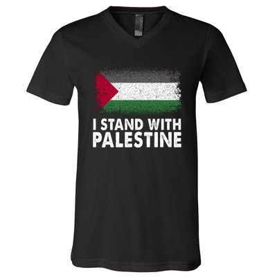 Free Palestine Gaza Palestinian Flag V-Neck T-Shirt