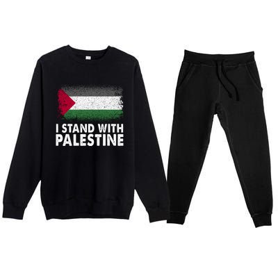 Free Palestine Gaza Palestinian Flag Premium Crewneck Sweatsuit Set