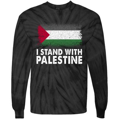 Free Palestine Gaza Palestinian Flag Tie-Dye Long Sleeve Shirt