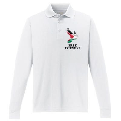 Free Palestine Gaza Freedom Performance Long Sleeve Polo