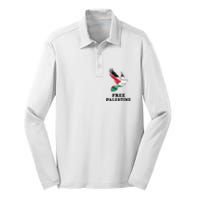 Free Palestine Gaza Freedom Silk Touch Performance Long Sleeve Polo