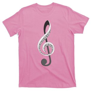 Funny Piano Gift For Men Women Cool Treble Clef Musical Note T-Shirt