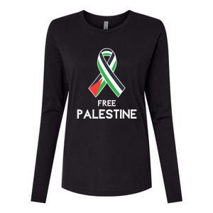 Free Palestine Gaza Palestinian Flag Womens Cotton Relaxed Long Sleeve T-Shirt