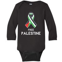 Free Palestine Gaza Palestinian Flag Baby Long Sleeve Bodysuit