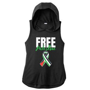 Free Palestine Gaza Palestinian Flag Ladies PosiCharge Tri-Blend Wicking Draft Hoodie Tank