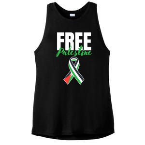 Free Palestine Gaza Palestinian Flag Ladies PosiCharge Tri-Blend Wicking Tank