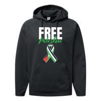 Free Palestine Gaza Palestinian Flag Performance Fleece Hoodie