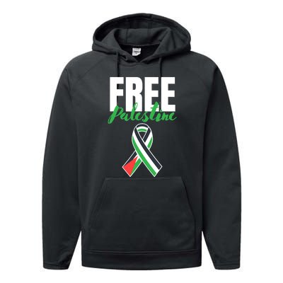 Free Palestine Gaza Palestinian Flag Performance Fleece Hoodie