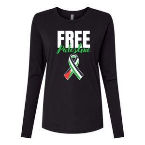 Free Palestine Gaza Palestinian Flag Womens Cotton Relaxed Long Sleeve T-Shirt