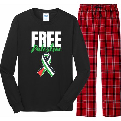 Free Palestine Gaza Palestinian Flag Long Sleeve Pajama Set