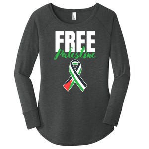 Free Palestine Gaza Palestinian Flag Women's Perfect Tri Tunic Long Sleeve Shirt