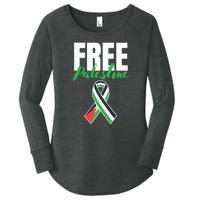 Free Palestine Gaza Palestinian Flag Women's Perfect Tri Tunic Long Sleeve Shirt