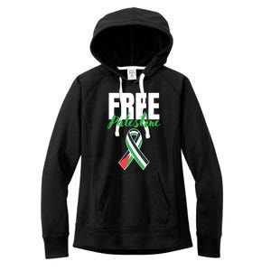 Free Palestine Gaza Palestinian Flag Women's Fleece Hoodie