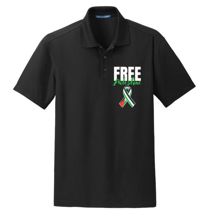 Free Palestine Gaza Palestinian Flag Dry Zone Grid Polo