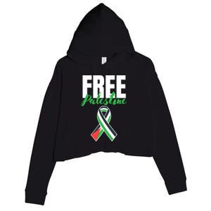 Free Palestine Gaza Palestinian Flag Crop Fleece Hoodie