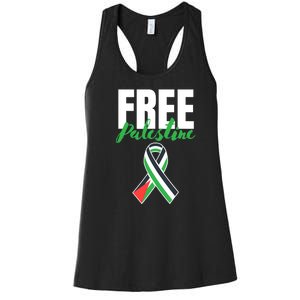 Free Palestine Gaza Palestinian Flag Women's Racerback Tank