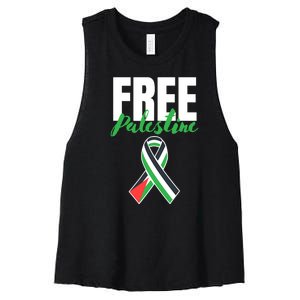 Free Palestine Gaza Palestinian Flag Women's Racerback Cropped Tank