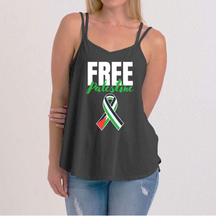 Free Palestine Gaza Palestinian Flag Women's Strappy Tank