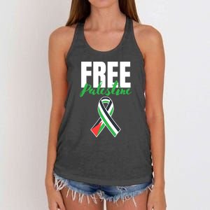 Free Palestine Gaza Palestinian Flag Women's Knotted Racerback Tank