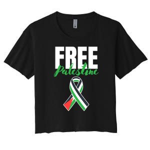 Free Palestine Gaza Palestinian Flag Women's Crop Top Tee