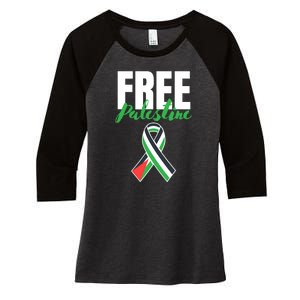 Free Palestine Gaza Palestinian Flag Women's Tri-Blend 3/4-Sleeve Raglan Shirt