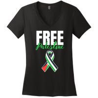 Free Palestine Gaza Palestinian Flag Women's V-Neck T-Shirt