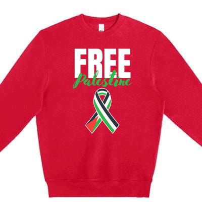 Free Palestine Gaza Palestinian Flag Premium Crewneck Sweatshirt