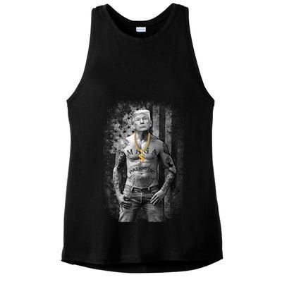 Funny Patriotic Gangster Anti Liberal Pro Trump Republican Gift Ladies PosiCharge Tri-Blend Wicking Tank