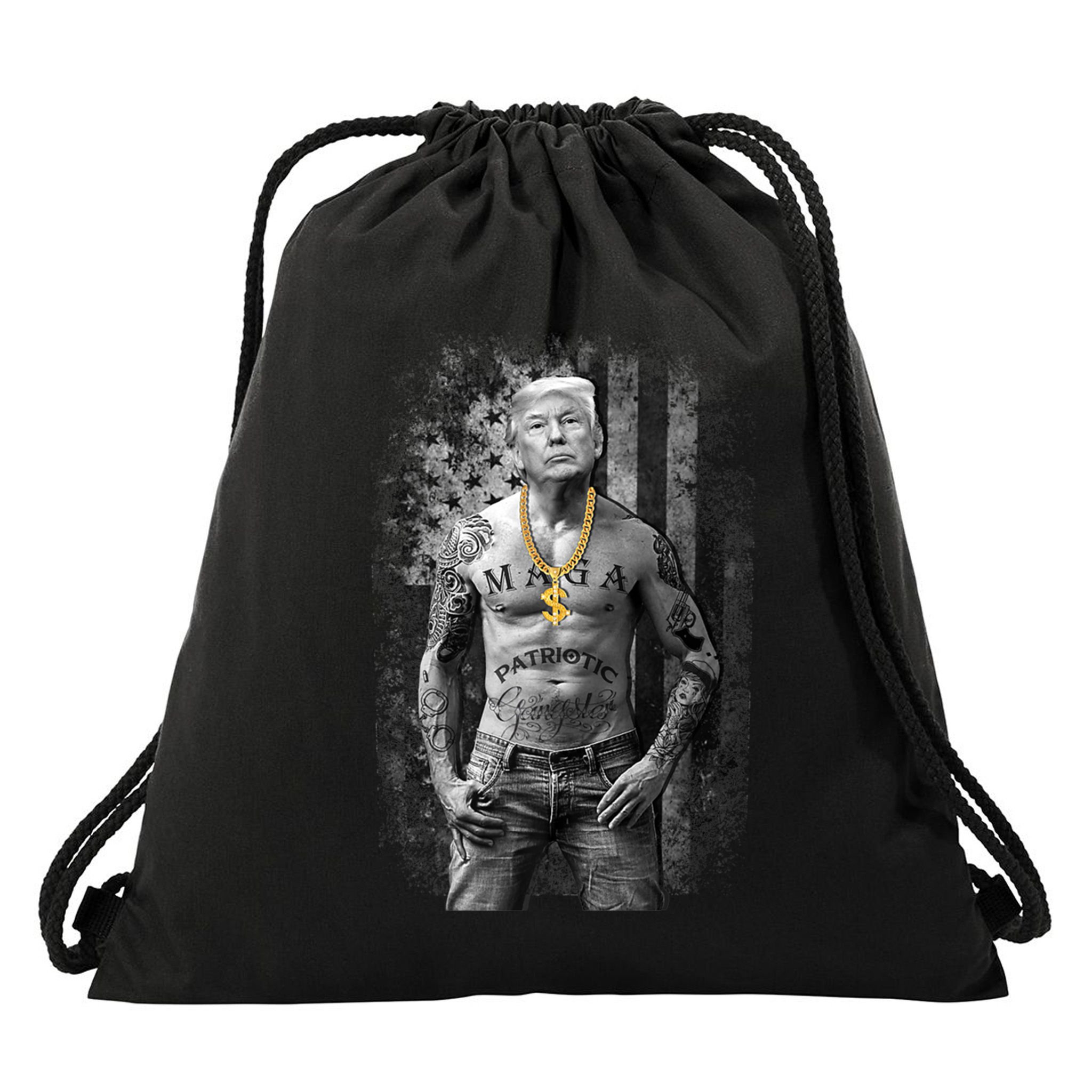 Funny Patriotic Gangster Anti Liberal Pro Trump Republican Gift Drawstring Bag