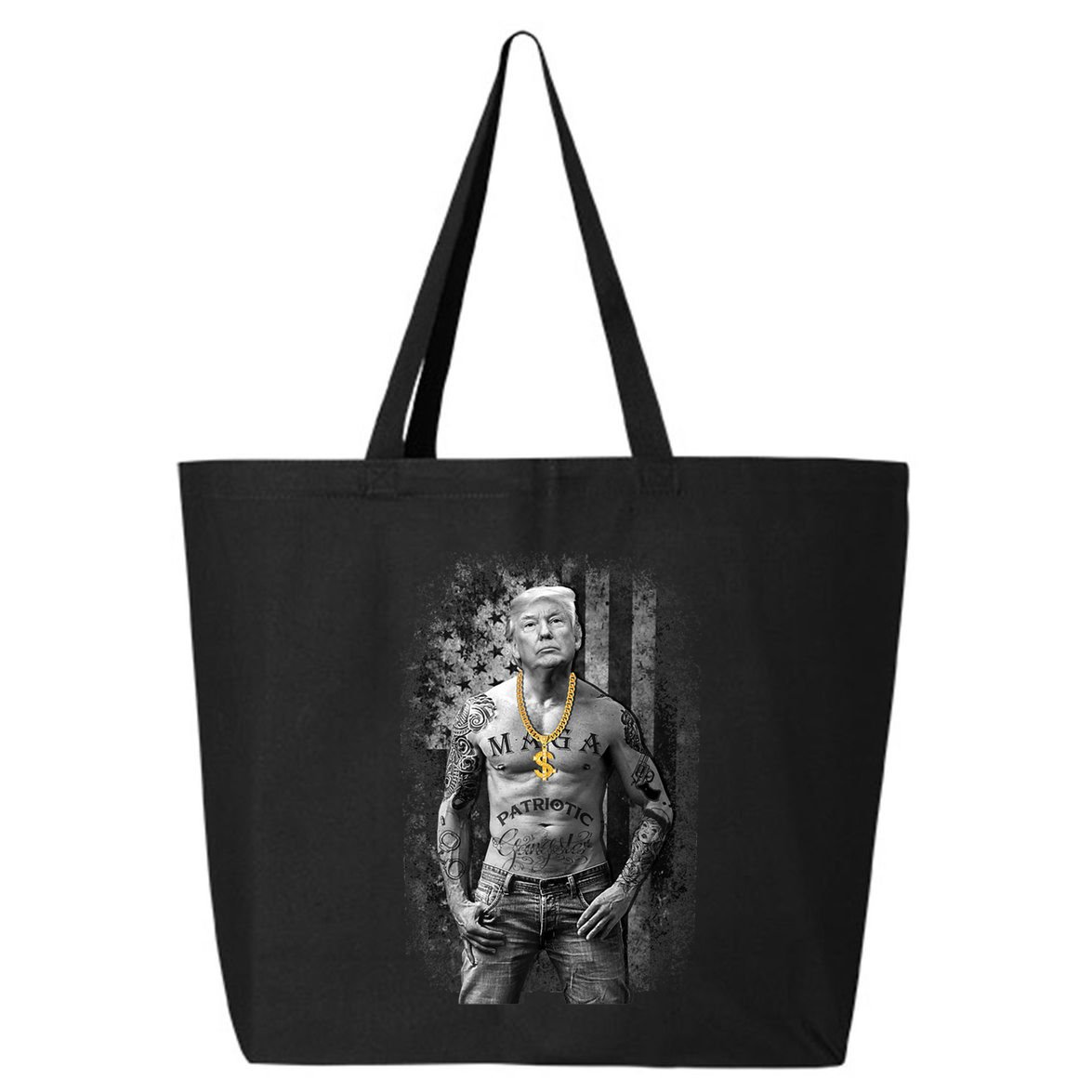 Funny Patriotic Gangster Anti Liberal Pro Trump Republican Gift 25L Jumbo Tote
