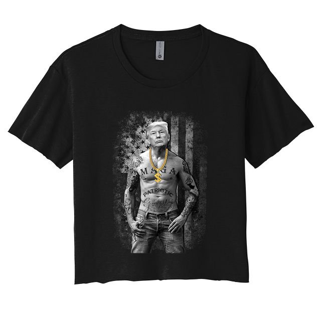 Funny Patriotic Gangster Anti Liberal Pro Trump Republican Gift Crop Top
