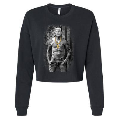 Funny Patriotic Gangster Anti Liberal Pro Trump Republican Gift Cropped Pullover Crew