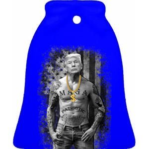 Funny Patriotic Gangster Anti Liberal Pro Trump Republican Gift Ceramic Bell Ornament