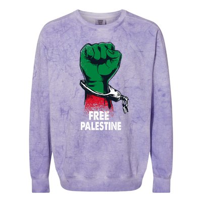 Free Palestine Gaza Palestinian Flag Colorblast Crewneck Sweatshirt