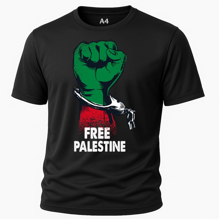 Free Palestine Gaza Palestinian Flag Cooling Performance Crew T-Shirt