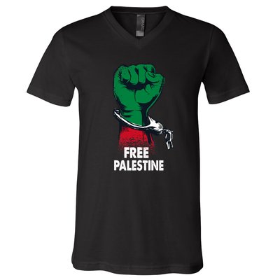 Free Palestine Gaza Palestinian Flag V-Neck T-Shirt