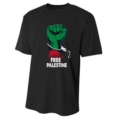 Free Palestine Gaza Palestinian Flag Performance Sprint T-Shirt