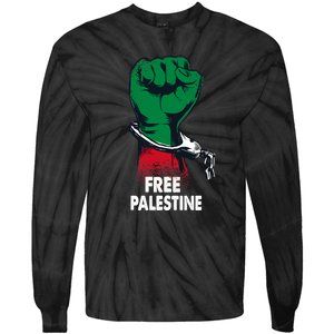 Free Palestine Gaza Palestinian Flag Tie-Dye Long Sleeve Shirt