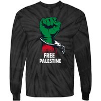 Free Palestine Gaza Palestinian Flag Tie-Dye Long Sleeve Shirt