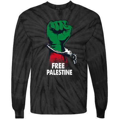 Free Palestine Gaza Palestinian Flag Tie-Dye Long Sleeve Shirt