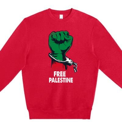 Free Palestine Gaza Palestinian Flag Premium Crewneck Sweatshirt