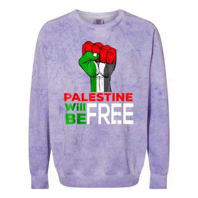 Free Palestine Gaza Palestinian Flag Colorblast Crewneck Sweatshirt