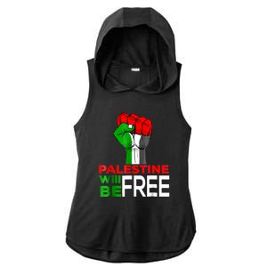 Free Palestine Gaza Palestinian Flag Ladies PosiCharge Tri-Blend Wicking Draft Hoodie Tank