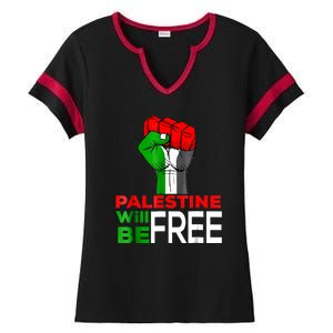 Free Palestine Gaza Palestinian Flag Ladies Halftime Notch Neck Tee