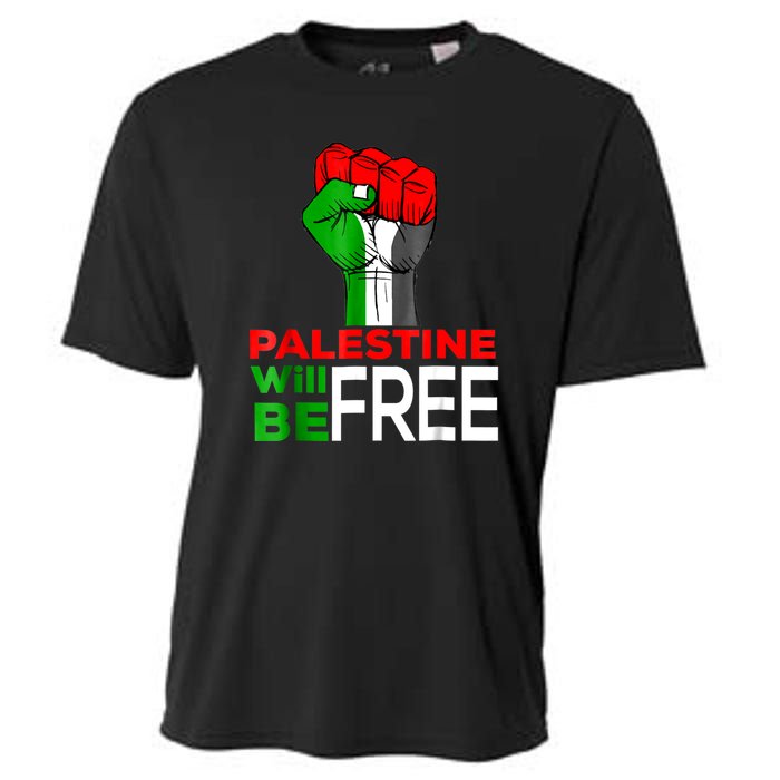 Free Palestine Gaza Palestinian Flag Cooling Performance Crew T-Shirt