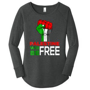 Free Palestine Gaza Palestinian Flag Women's Perfect Tri Tunic Long Sleeve Shirt