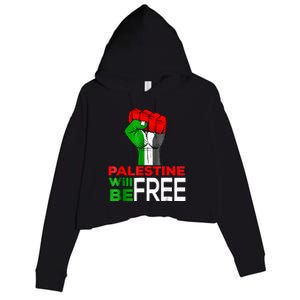 Free Palestine Gaza Palestinian Flag Crop Fleece Hoodie