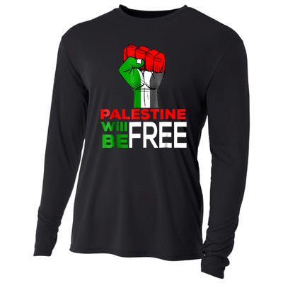 Free Palestine Gaza Palestinian Flag Cooling Performance Long Sleeve Crew