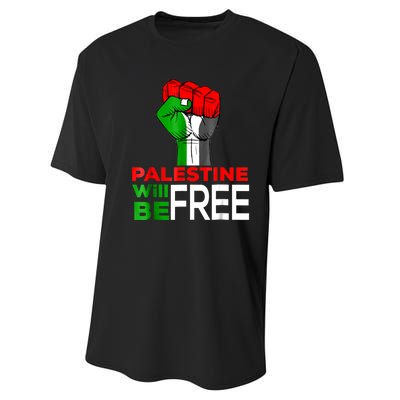 Free Palestine Gaza Palestinian Flag Performance Sprint T-Shirt